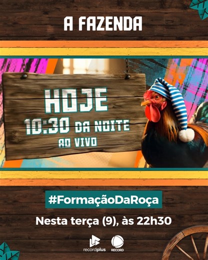 O clima de reta final já paira pelo cercado, mas ainda tem muita coisa pra acontecer na F17! 🤠 Hoje (9), é dia de manter o comprometimento com o jogo e arriscar tudo na votação cara a cara em mais uma #FormaçãoDaRoça. É às 22h30 na tela da #RECORD! 📺 Acesse RecordPlus.com para assistir à transmissão 24 horas de #AFazenda com seis sinais exclusivos 🔥 | A Fazenda