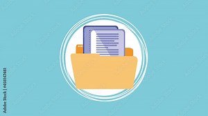 folder with files documents animation Stock Video