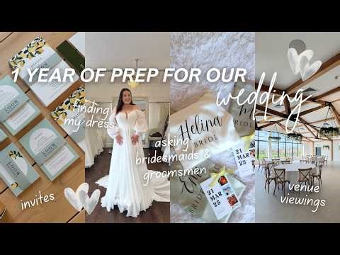1 YEAR OF WEDDING PREP: dress, suit, rings, asking bridesmaids & groomsmen, venue viewings & more!
