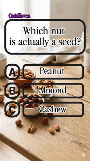 🌰Which nut is actually a seed?#quiz #quiztime #trivia #generalknowledge #knowledge