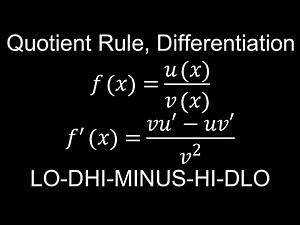 Quotient Rule for Differentiation, Mnemonic, Examples - Calculus