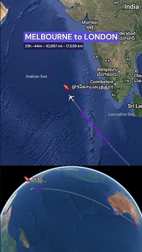MELBOURNE to LONDON Flight - Time and Distance