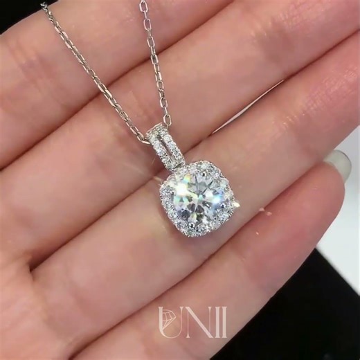 Round 1.30tcw Lab Grown Diamond Square Frame Pendant, D-E-F Color, VVS-VS Clarity - IGI Certified