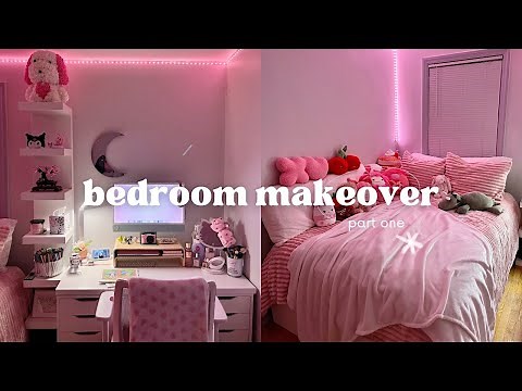 extreme room makeover 🎀🪞 *pink, cozy, and cute* (ikea, building furniture, decorate + clean w me)