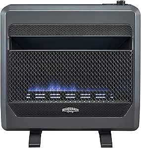 Bluegrass Living Propane Gas Vent Free Blue Flame Gas Space Heater With Blower and Base Feet - 30,000 BTU, T-Stat Control - Model B30TPB-BB-R (Renewed) , Black