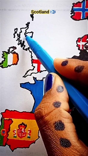 Draw Flag Map of Scotland 🏴󠁧󠁢󠁳󠁣󠁴󠁿 #scotland #flag #map