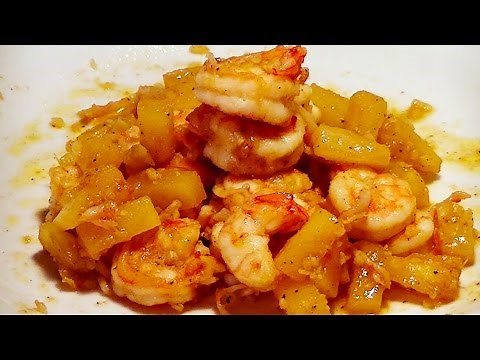 Pineapple-Garlic Shrimp - Flambe Cooking