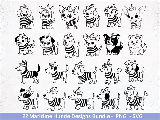 Nautical Dogs SVG Bundle – Plotter File & Laser File, Pug, Dachshund, Chihuahua, Golden Retriever, Poodle, Labrador, Cricut File, Gift Idea - Etsy Australia
