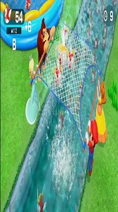 Super Mario Party – The whole group works together to pull in the fishing net.
