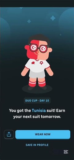 FREE suit in Duolingo - Tunisia football costume 🇹🇳
