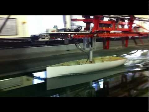 Towing tank testing of a planing yacht hull at Newcastle University