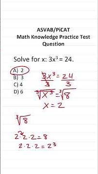 Solving Equations: ASVAB/PiCAT Math Knowledge Practice Test Question #acetheasvab with #grammarhero