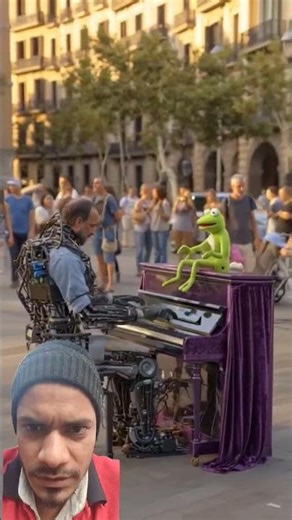 Futuristic Street Musician Plays Piano with Robotic Arms #StreetArt #shorts#robot