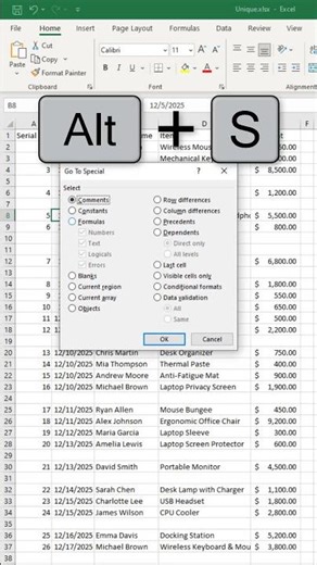 Professional Data Cleaning Using Keyboard Shortcuts in Excel