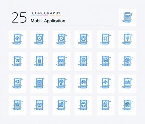 Download Mobile Application 25 Blue Color icon pack including application. app. video app. more. detail for free