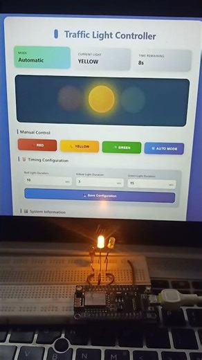 Automatic Traffic Light System using NodeMCU ESP8266 with Web Server Control Panel | elecQuanta