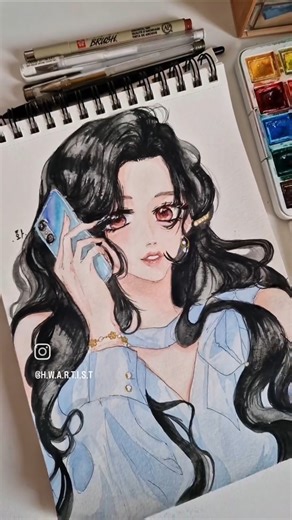 Watercolor tutorial 🎨 #art #watercolor #watercolorpainting #watercolortutorial #anime