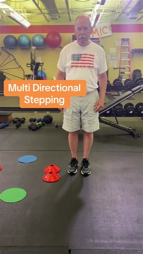 Multi Directional Stepping. Challenging- improve balance, cognition, freezing and gait. Come to THW. See the difference.#fyp #foryourpage #foryoupage #stayindependent #fightparkinsons #walkbetter #agewell #gait #balancecontrol #dementiaprevention #exerciseforparkinsons #multitasking #dualtasking