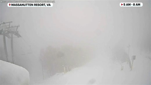 A time-lapse captured earlier today at Massanutten Resort in Virginia showcases the windy conditions and plenty of snow at an elevation of 2,992 feet. #Virginia #snow #winter #wintervibes #FoxWeather | FOX Weather