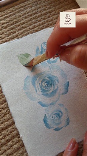 easy blue rose painting in watercolors #wocol #flowerpainting #floralartist