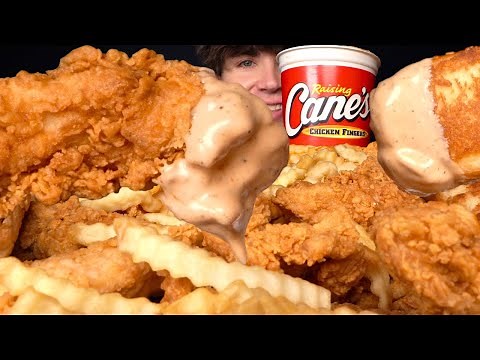ASMR MUKBANG EXTRA RAISING CANE’S CHICKEN & FRENCH FRIES + TOAST | WITH CANES SAUCE
