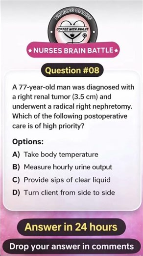 Nurses Brain Battle 🧠 | Question #08 | Postoperative Care Priority | Nursing Quiz #nursingacademy