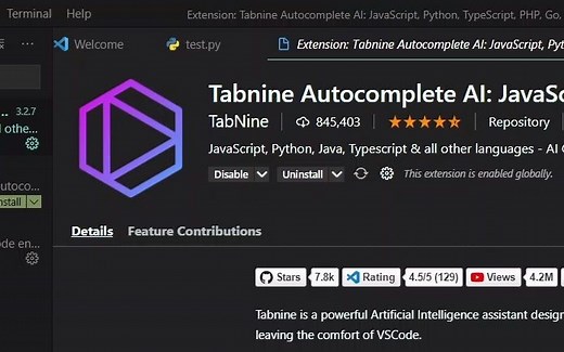让AI为你的代码自动补全 IDE插件Tabnine推荐