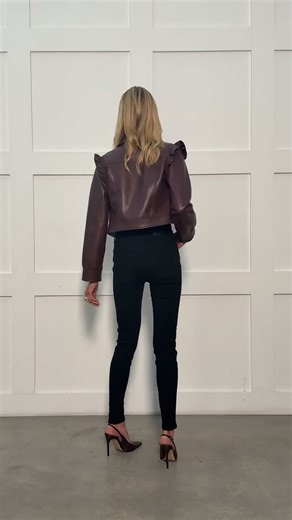 The Chantal Ruffle Sleeve Leather Jacket
