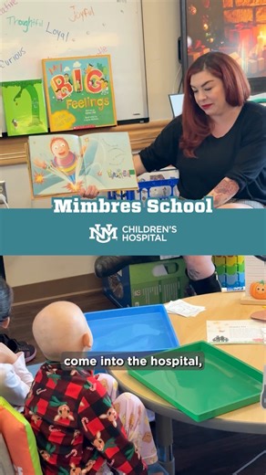 Learning continues at UNM Children’s Hospital because of the Mimbres School. Teachers bring stories, activities, and encouragement to kids who are receiving care. These small moments help children feel strong and supported 💛📚✏️ Radiothon returns this Friday. The donations we receive help fund the books, classroom materials, and creative tools that make this program possible. https://bit.ly/4asr59T | UNM Hospital