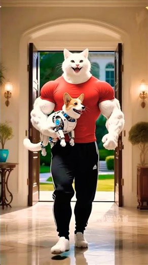 Cat repairs a Robot Dog 🐶 #aishorts #cat #trendingshorts #catshorts #viralshort #shorts