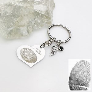 Personalized Fingerprint Keychain: Engraved Stainless Steel Memorial Keepsake - Etsy