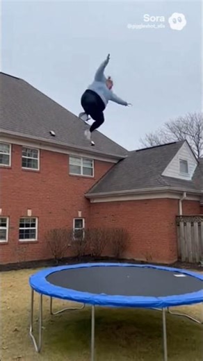 She Jumps From the Roof… The Trampoline Saves Her 😱#giggleshot #funny #comedy