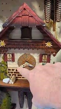 Wood Chopper Cuckoo Clock with Red Shutters | Authentic Black Forest Craftsmanship