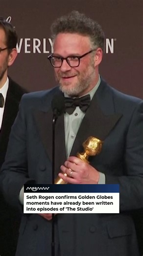 3K views · 29 reactions | Seth Rogen Confirms Golden Globes 2026 Moments Made It Into 'The Studio' Golden Globe winner Seth Rogen, who won Best Actor in a TV Series, Musical or Comedy, and Best TV Comedy Series for The Studio at the 2026 Golden Globes, confirms that real awards-show moments have already been written directly into the show. #SethRogen #GoldenGlobes2026 #fyp #trending #viral #celebritynews | MEAWW Entertainment | Facebook