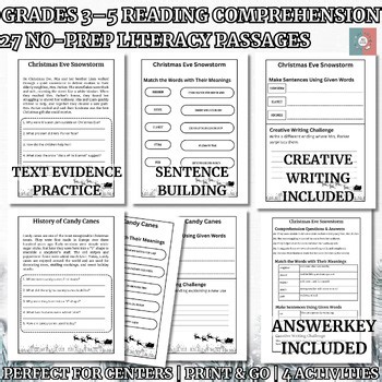 Grades 3–5, 30 Christmas Reading Passages : Comprehension,Vocabulary, Writing