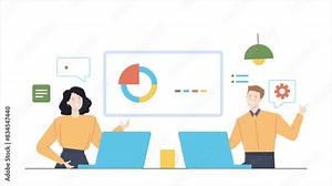 team work make plan to reach the business target. business animated illustration. business animation video