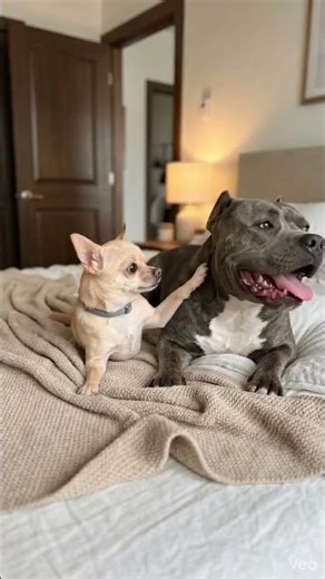 Tiny Chihuahua Stole the Phone… Pitbull’s Reaction Was Priceless 😂📱🐶