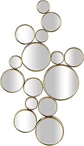 CosmoLiving by Cosmopolitan Metal Room Wall Mirror Bubble Cluster Entryway Mirror, Wall Mounted Mirror 22" x 3" x 40", Gold