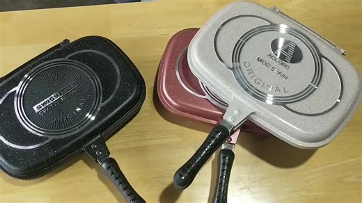 Nonstick marble double grill pan#doublefryingpan #doublegrillpan #nonstickgrillpan #aluminumgrillpan#marblegrillpan #inductiongrillpan