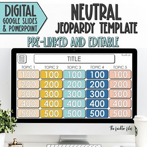Editable Blank Jeopardy Game Template Google Slides PowerPoint #5 | Neutral