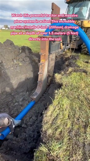 MASSIVE Plow Lays 8-Inch Pipe 1.5M Deep! NO Trench Digger Required 🤯 #tools #technology #tractor