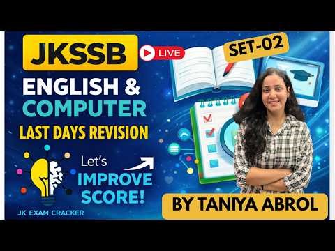 GENERAL ENGLISH & COMPUTER PRACTICE MCQS SET-02- BY TANIYA MA'AM #jkssb