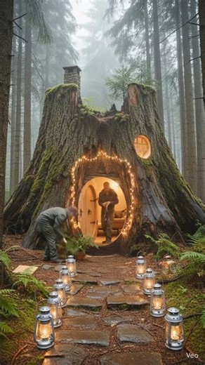 I Built a Secret Home Inside a Tree Stump 😱🌲 (Full Transformation)