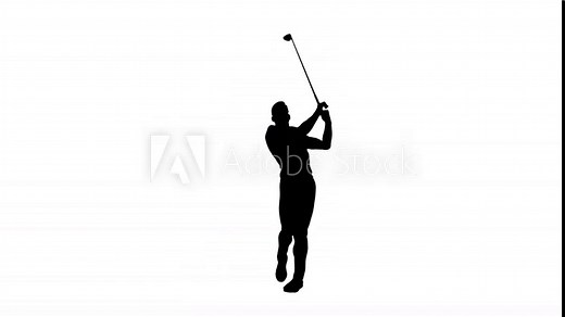 3D render : silhouette golfer taking a swing with a golf club, side view