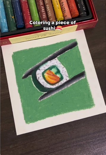 Coloring a piece of sushi. 🍣 #coloring #artideas #oilpastel #sushi #coloringsushi