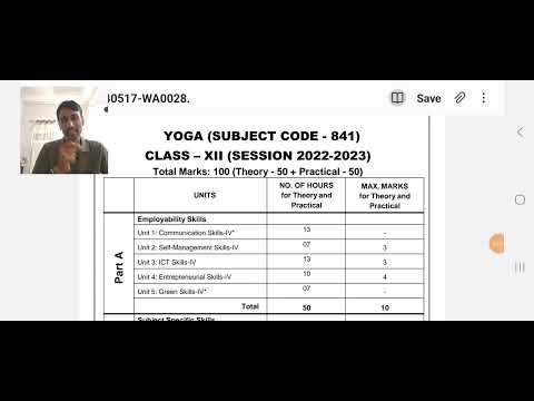 CBSE Class XII Yoga Syllabus।। Subject Code 841 ।। Theory 50 Marks +Practical 50 Marks=100 Marks