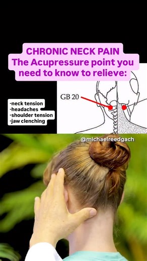 Michael Reed Gach, Ph.D on Instagram: "The truth about neck pain... It’s rarely just a neck muscle issue. It’s also a sign of blocked energy moving through the meridians that travel through the neck, shoulders, and head. Often caused by stress, emotional tension, poor posture, old injuries, or repetitive strain. Stimulating GB20 can: ✨ Relieve neck and shoulder tension ✨ Ease headaches ✨ Reduce stress and nervous system overload ✨ Improve mental clarity and focus ✨ Release tension from jaw clenc