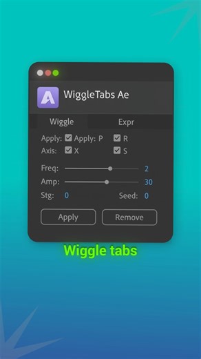 Motionsfly | Motion Design on Instagram: "One-Click Wiggle Tool for After Effects ⚡ Just built my own Wiggle Tabs AE Script 😎 Now apply wiggle + pro expressions in ONE CLICK! ✅ Position, Rotation, Scale, Opacity ✅ Smooth Bounce & Loop Presets ✅ Auto Resize Panel ✅ Perfect for Motion Designers This tool saves hours of manual work ⚡ If you’re a video editor or motion designer, you NEED this! Follow for more tools like this 💜 👉 @off.motionsfly Comment “WIGGLE” if you want this script 🔥 #afteref