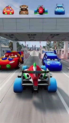 Colorful Car Challenge – McQueen Team vs DJ! Who’s the Best? 🌈🚗 #mcqueen #mater #crazy #funny #crash