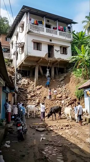 10K views · 99 reactions | Scary Moment Landslide Leaves House Hanging! #landslide #disaster #shortvideo #earthquake | sunshine101 | Facebook